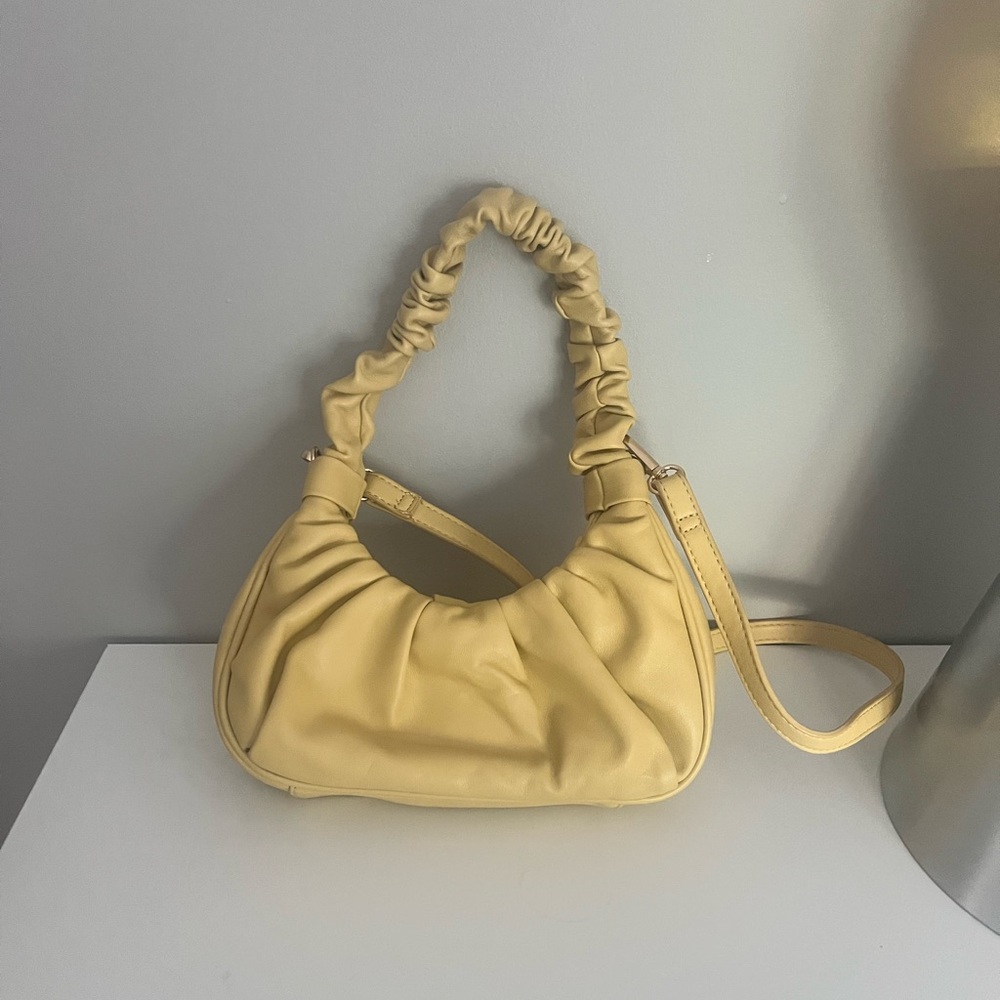Elegant Yellow Ruched Women's Bag